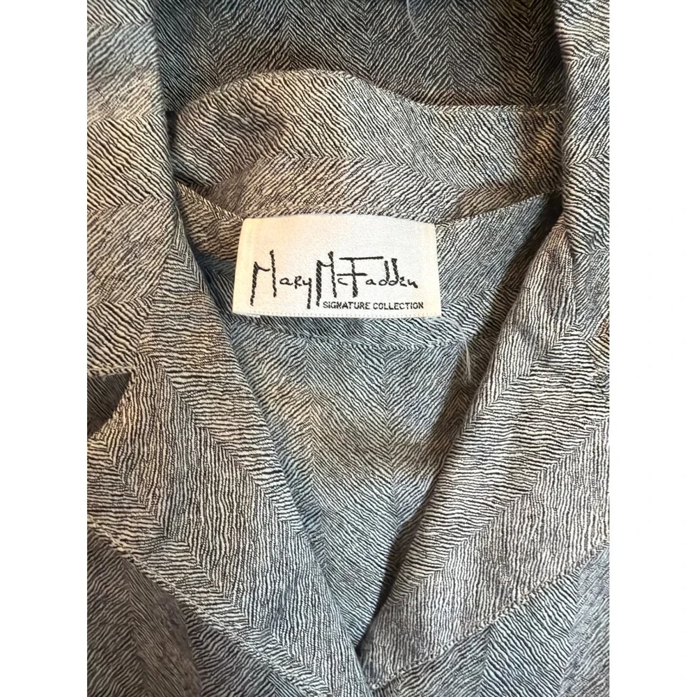 Mary‎ McFadden Signature Collection Grey Herringbone Skirt Set Blouse Maxi Vtg 8